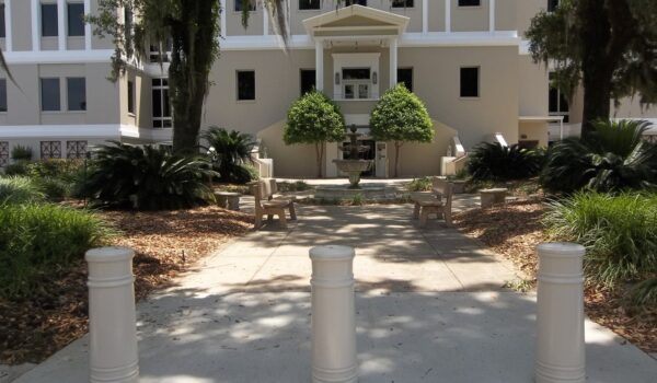 Bollards In Front Of Residential Area