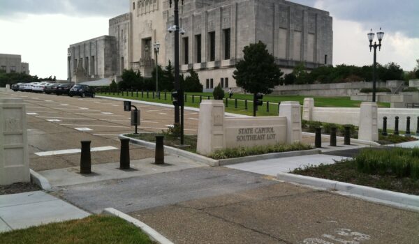 Retractable Bollards Outside Of State Capital Building