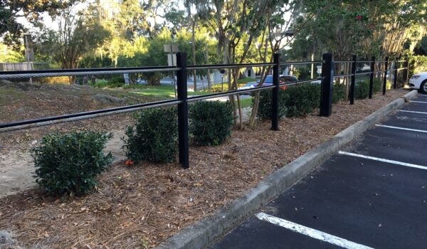 Decorative Cable Fencing Around Parking Lot