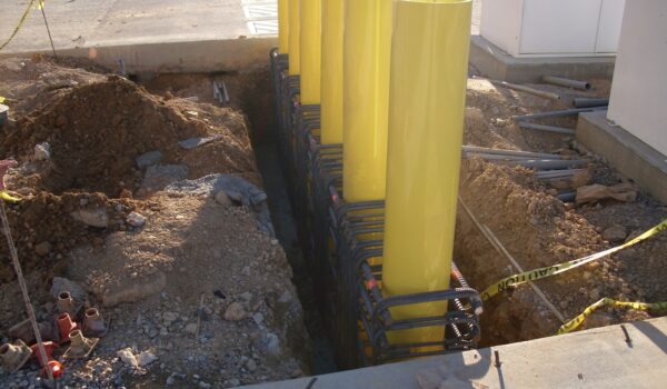 Bollards Being Installed