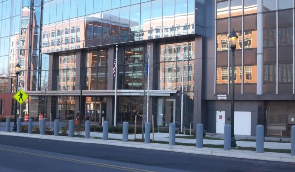 Bollards Installed In Front Of Large Office Building