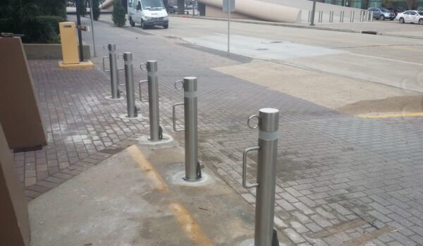 Bollards Separating Road And Walking Path