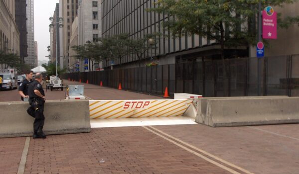 Portable Barrier On City Street