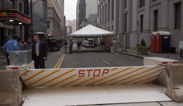 Portable Barrier Deployed On City Street