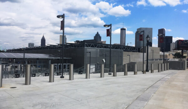 Bollards In Front Of Stadium Entrance